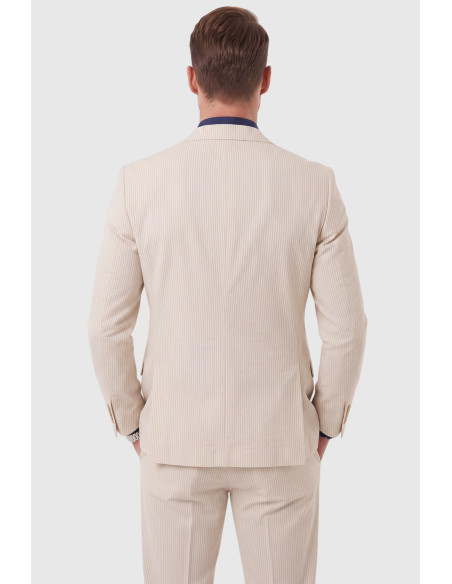 DeepSEA Erkek Slim Fit Likralı Gofre Kumaş Takım Elbise İpli Lastikli Pantolon 2602326