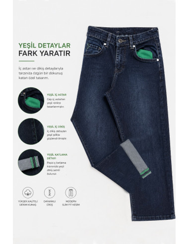 DeepSEA Erkek Slim Fit Dar Kesim Likralı Mavi Kot Pantolon – Yumuşak Dokulu Esnek Jean 2600692