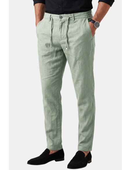 DeepSEA Slim Fit Likralı Keten Dokulu Lastikli Belli İpli Yazlık Erkek Pantolon 2603001