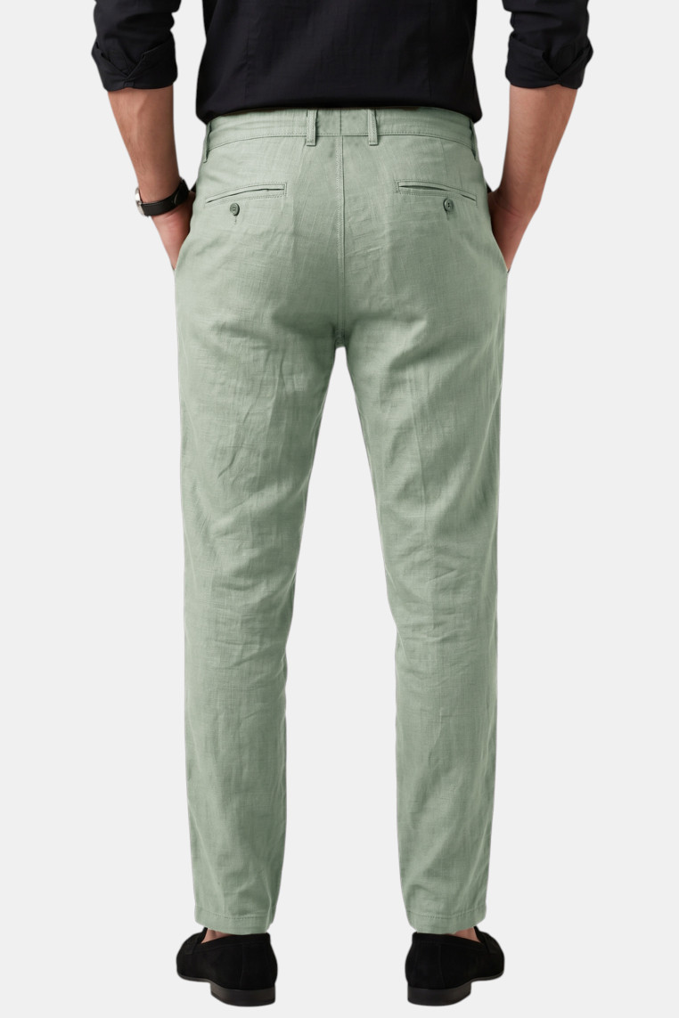 DeepSEA Slim Fit Likralı Keten Dokulu Lastikli Belli İpli Yazlık Erkek Pantolon 2603001