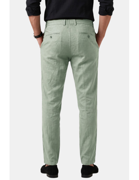 DeepSEA Slim Fit Likralı Keten Dokulu Lastikli Belli İpli Yazlık Erkek Pantolon 2603001