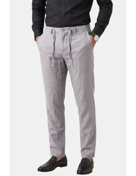 DeepSEA Slim Fit Likralı Keten Dokulu Lastikli Belli İpli Yazlık Erkek Pantolon 2603001