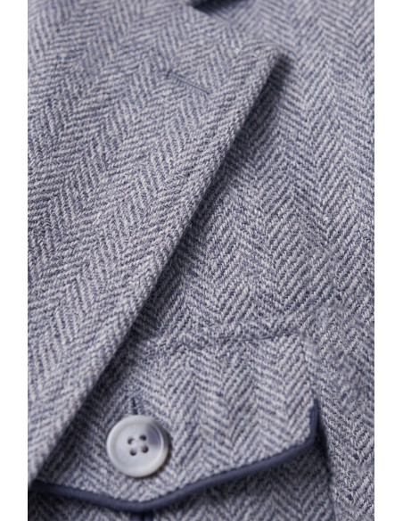 DeepSEA Erkek Safari Ceketli Balıksırtı Desenli Slim Fit 2'li Takım Elbise – Pileli Duble Paça Pantolon 2600723