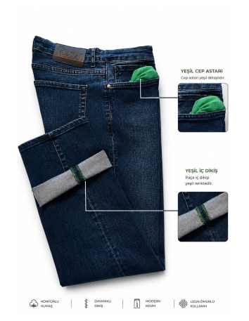 DeepSEA Erkek Regular Fit Standart Kesim Likralı Taşlanmış Kot Pantolon – Esnek Pamuklu Jean 2600982 2