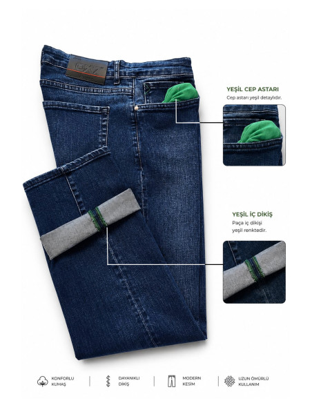 DeepSEA Erkek Regular Fit Standart Kesim Likralı Taşlanmış Kot Pantolon – Esnek Pamuklu Jean 2600982