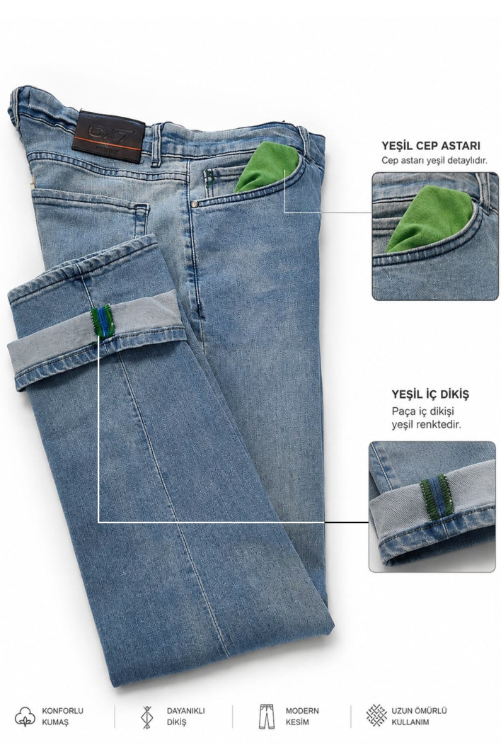 DeepSEA Erkek Regular Fit Standart Kesim Likralı Taşlanmış Kot Pantolon – Esnek Pamuklu Jean 2600982 2