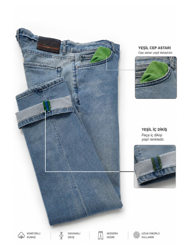 DeepSEA Erkek Regular Fit Standart Kesim Likralı Taşlanmış Kot Pantolon – Esnek Pamuklu Jean 2600982