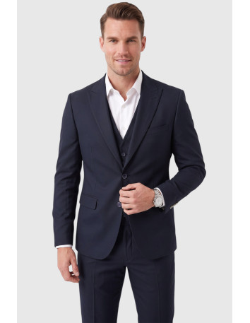 DeepSEA 3 Parça Slim Fit Yelekli Erkek Takım Elbise – Çift Yırtmaçlı Modern Kesim 2601631