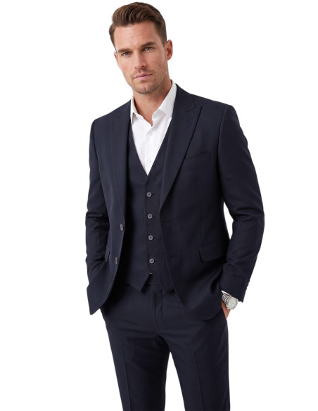 DeepSEA 3 Parça Slim Fit Yelekli Erkek Takım Elbise – Çift Yırtmaçlı Modern Kesim 2601631