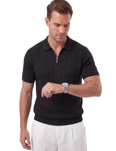 DeepSEA Erkek Fermuarlı Polo Yaka Triko Tişört Regular Fit Rahat Kesim 2604360