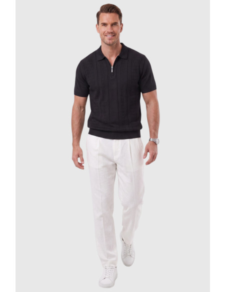 DeepSEA Erkek Fermuarlı Polo Yaka Triko Tişört Regular Fit Rahat Kesim 2604360