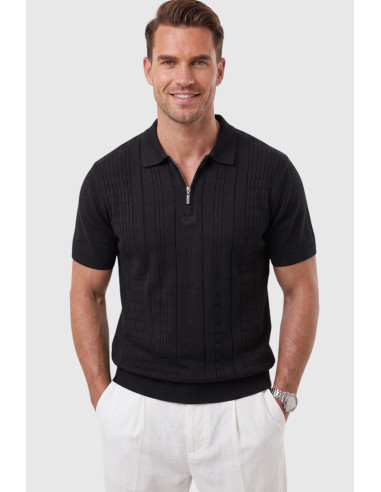 DeepSEA Erkek Fermuarlı Polo Yaka Triko Tişört Regular Fit Rahat Kesim 2604360