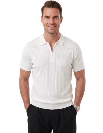 DeepSEA Erkek Fermuarlı Polo Yaka Triko Tişört Regular Fit Rahat Kesim 2604360 2