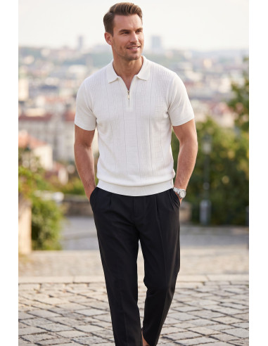 DeepSEA Erkek Fermuarlı Polo Yaka Triko Tişört Regular Fit Rahat Kesim 2604360