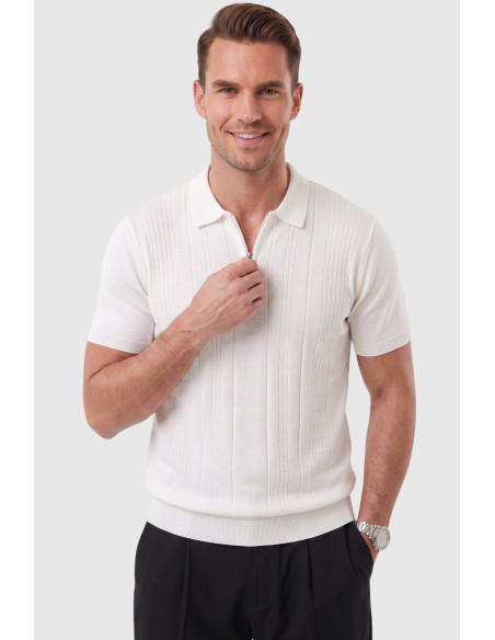 DeepSEA Erkek Fermuarlı Polo Yaka Triko Tişört Regular Fit Rahat Kesim 2604360