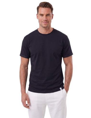 DeepSEA %95 Pamuk Regular Fit Rahat Kesim Duble Kollu Bisiklet Yaka Likralı Tişört 2604361