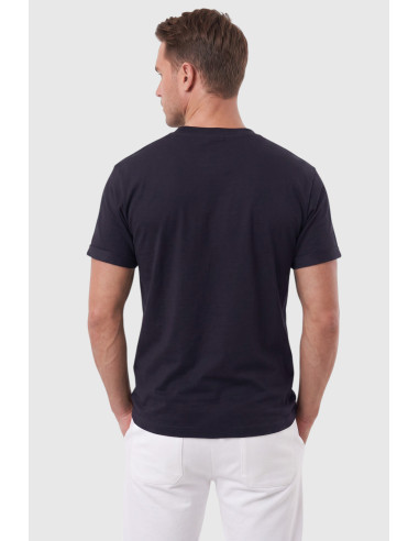 DeepSEA %95 Pamuk Regular Fit Rahat Kesim Duble Kollu Bisiklet Yaka Likralı Tişört 2604361