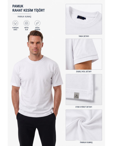 DeepSEA Erkek Slim Fit %90 Pamuk Likralı Yumuşak Dokulu Basic Tişört 1801131