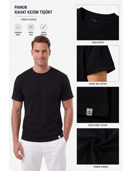 DeepSEA Erkek Slim Fit %90 Pamuk Likralı Yumuşak Dokulu Basic Tişört 1801131