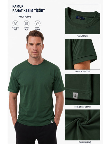 DeepSEA Erkek Slim Fit %90 Pamuk Likralı Yumuşak Dokulu Basic Tişört 1801131