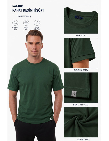 DeepSEA Erkek Slim Fit %90 Pamuk Likralı Yumuşak Dokulu Basic Tişört 1801131