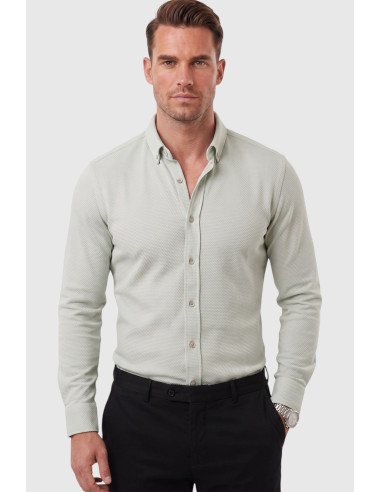 DeepSEA Erkek %97 Pamuk Slim Fit Dar Kesim Petek Dokulu Likralı Örme Gömlek 2600707