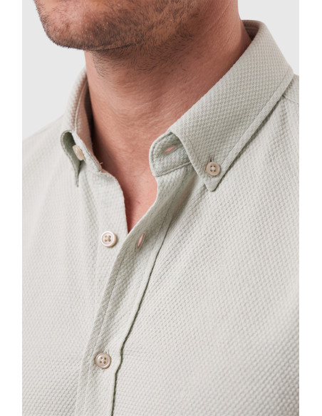 DeepSEA Erkek %97 Pamuk Slim Fit Dar Kesim Petek Dokulu Likralı Örme Gömlek 2600707