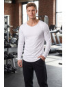 DeepSEA Erkek %95 Pamuk Slim Fit Kesik Açık Yaka Likralı Penye Sweatshirt Oval Kesim 2602299