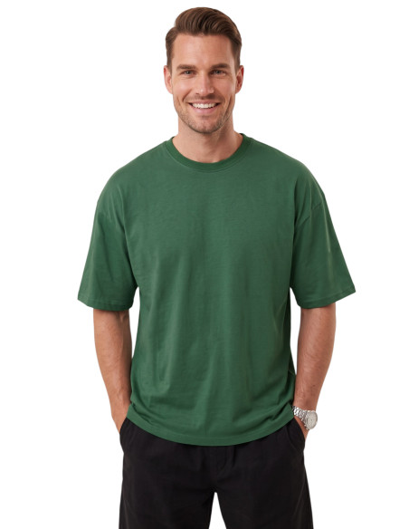 DeepSEA %100 Pamuk Oversize Geniş Kesim Bisiklet Yaka Basic Tişört 2604362