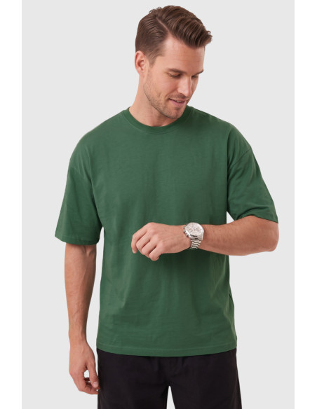 DeepSEA %100 Pamuk Oversize Geniş Kesim Bisiklet Yaka Basic Tişört 2604362