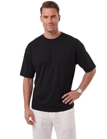 DeepSEA %100 Pamuk Oversize Geniş Kesim Bisiklet Yaka Basic Tişört 2604362