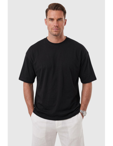 DeepSEA %100 Pamuk Oversize Geniş Kesim Bisiklet Yaka Basic Tişört 2604362