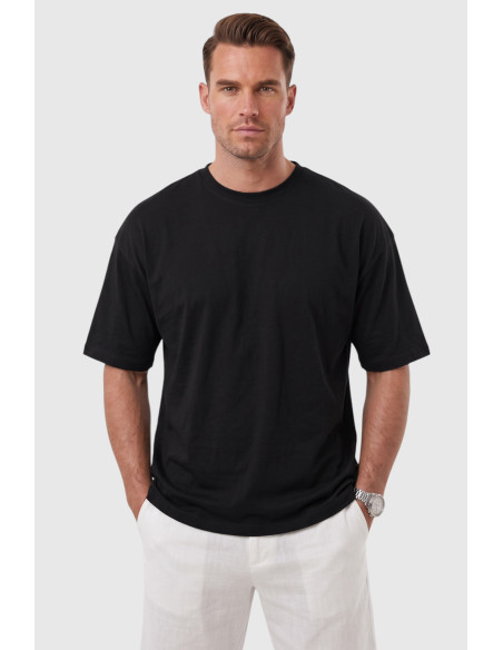 DeepSEA %100 Pamuk Oversize Geniş Kesim Bisiklet Yaka Basic Tişört 2604362