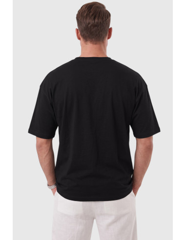 DeepSEA %100 Pamuk Oversize Geniş Kesim Bisiklet Yaka Basic Tişört 2604362