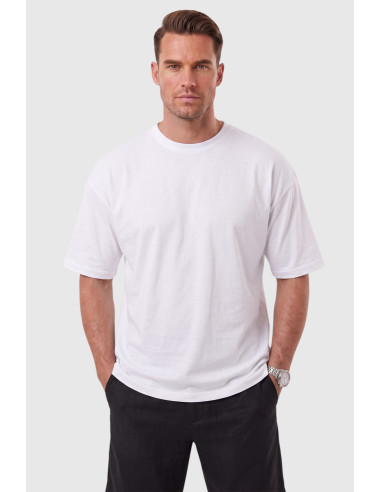 DeepSEA %100 Pamuk Oversize Geniş Kesim Bisiklet Yaka Basic Tişört 2604362