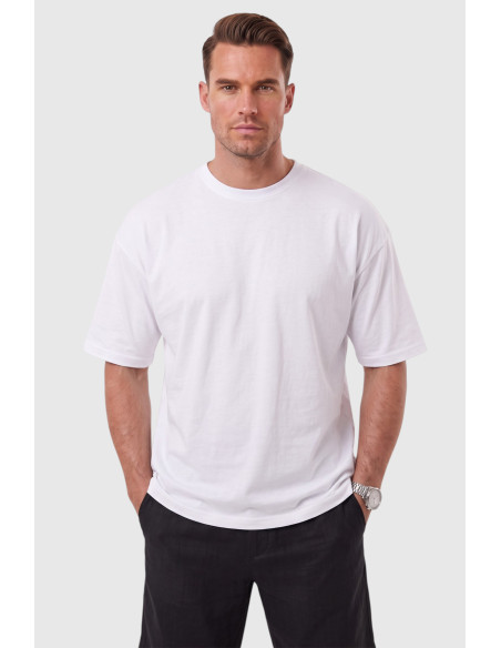DeepSEA %100 Pamuk Oversize Geniş Kesim Bisiklet Yaka Basic Tişört 2604362