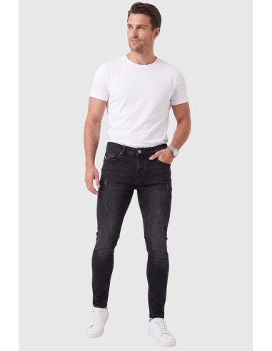 DeepSEA Erkek Slim Fit %98 Pamuk Likralı Taşlanmış Yıpratma Detaylı Kot Pantolon 2600041