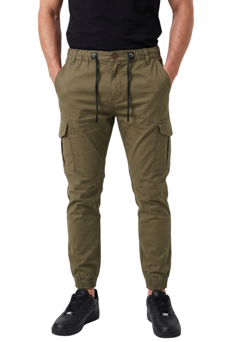 DeepSEA Erkek Slim Fit Likralı Kargo Cepli Jogger Pantolon – İpli Bel Lastikli Paça 2600589