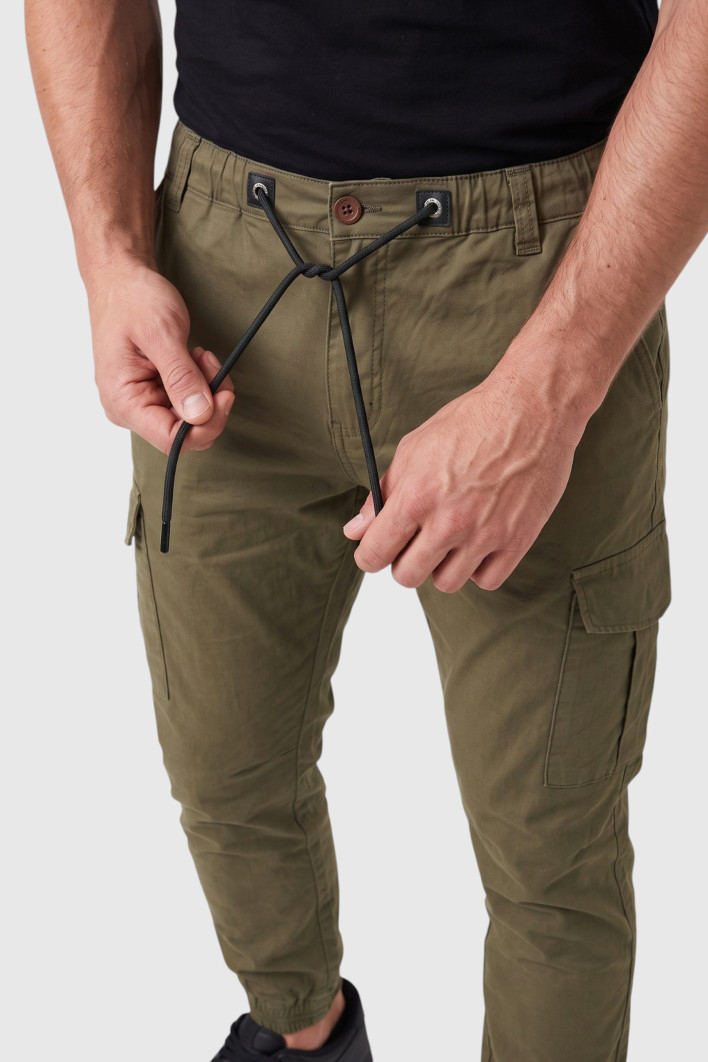 DeepSEA Paçası ve Beli Lastikli Bağcıklı Erkek Kargo Pantolon 1601569 2