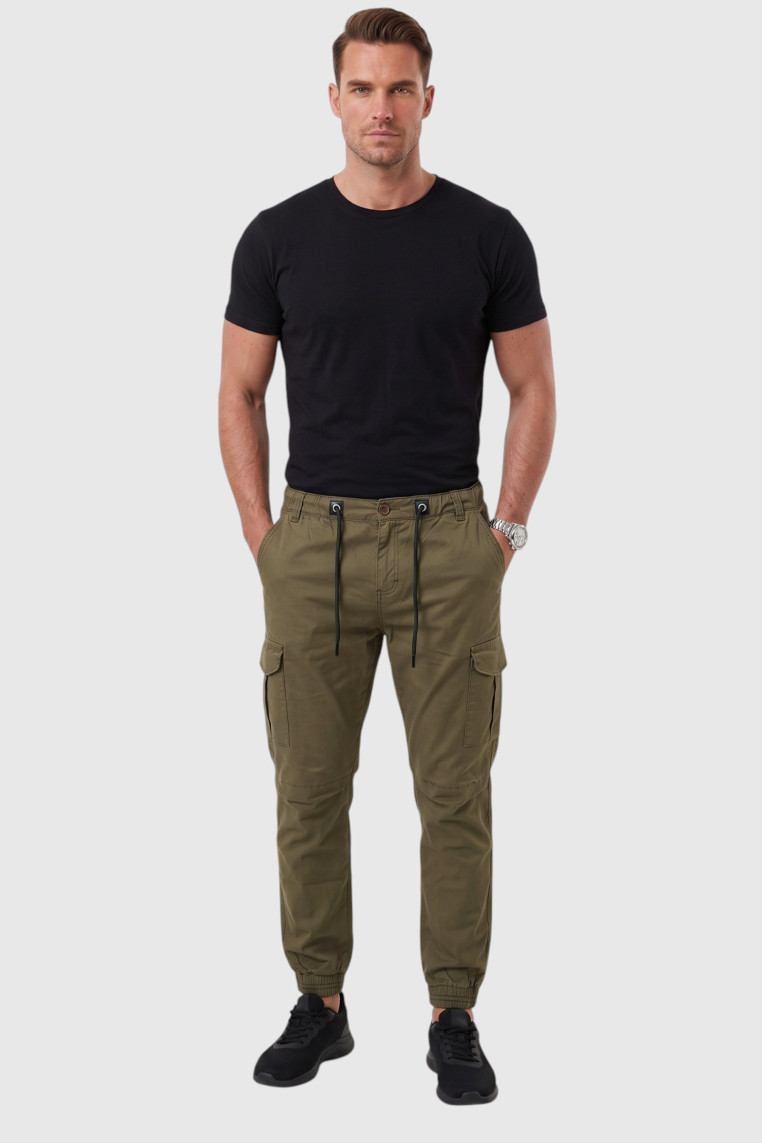 DeepSEA Erkek Slim Fit Likralı Kargo Cepli Jogger Pantolon – İpli Bel Lastikli Paça 2600589
