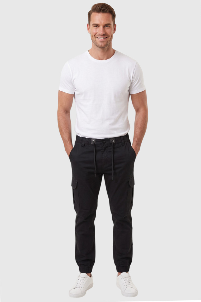 DeepSEA Erkek Slim Fit Likralı Kargo Cepli Jogger Pantolon – İpli Bel Lastikli Paça 2600589