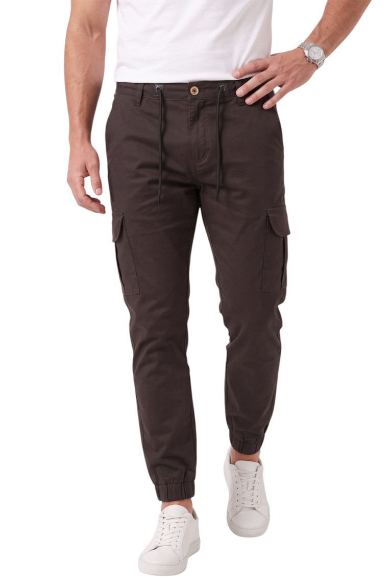DeepSEA Erkek Slim Fit Likralı Kargo Jogger Pantolon – İpli Bel Lastikli Paça 1601569