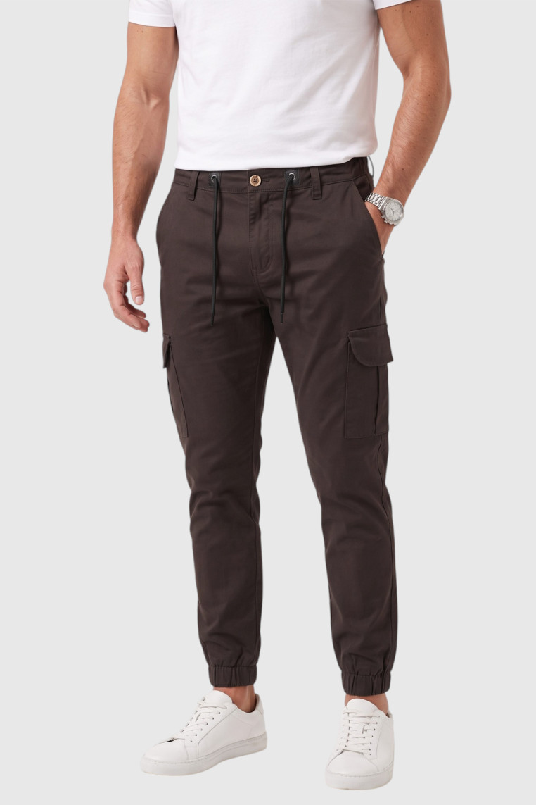 DeepSEA Erkek Slim Fit Likralı Kargo Jogger Pantolon – İpli Bel Lastikli Paça 1601569