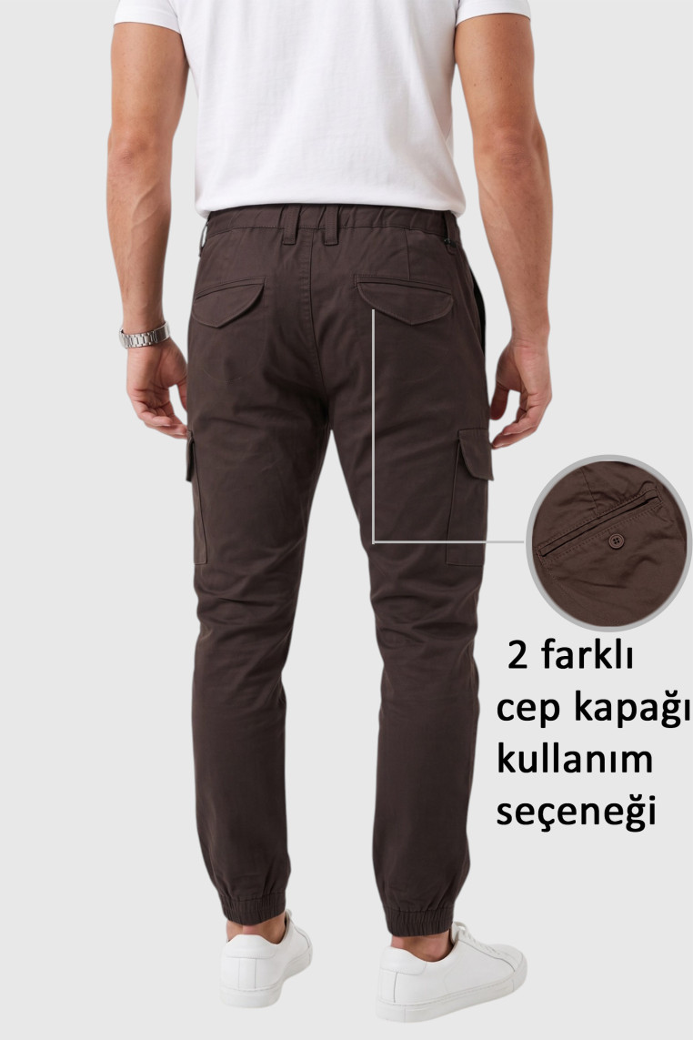 DeepSEA Erkek Slim Fit Likralı Kargo Jogger Pantolon – İpli Bel Lastikli Paça 1601569