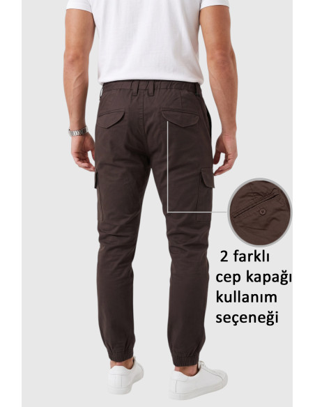 DeepSEA Paçası ve Beli Lastikli Bağcıklı Erkek Kargo Pantolon 1601569