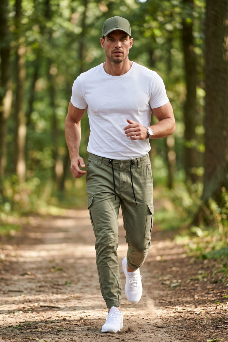 DeepSEA Erkek Slim Fit Likralı Kargo Jogger Pantolon – İpli Bel Lastikli Paça 1601569