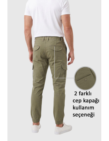 DeepSEA Paçası ve Beli Lastikli Bağcıklı Erkek Kargo Pantolon 1601569