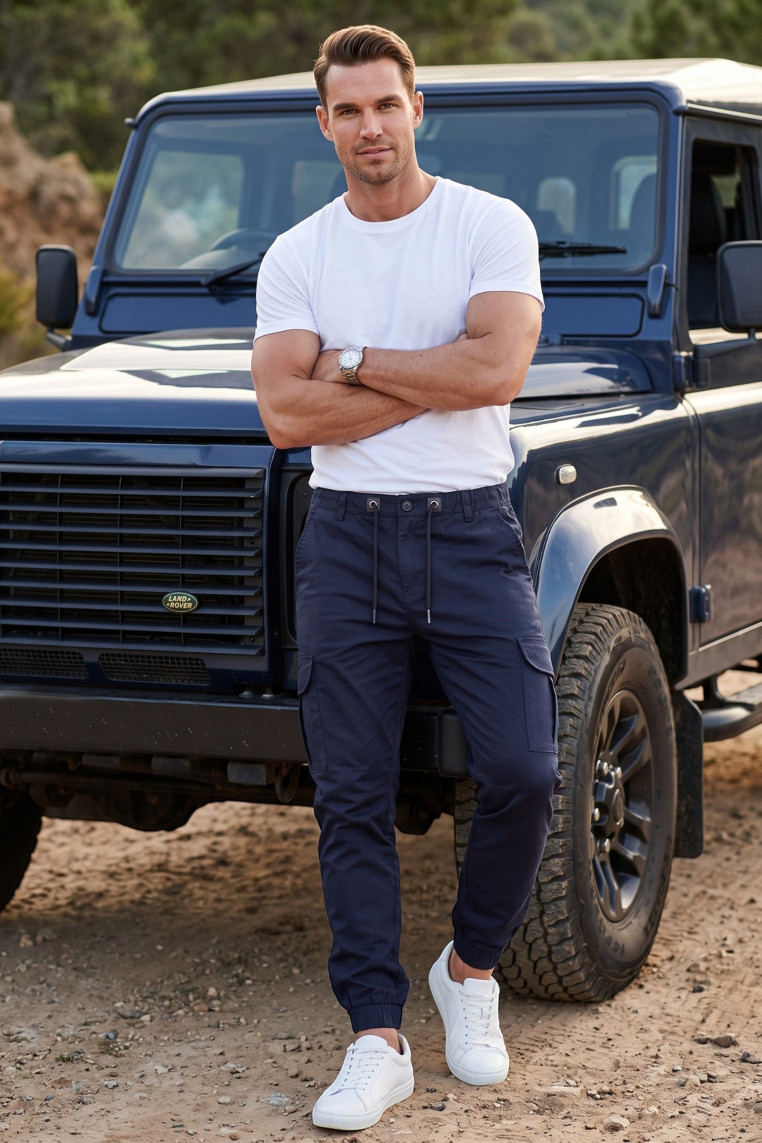 DeepSEA Erkek Slim Fit Likralı Kargo Jogger Pantolon – İpli Bel Lastikli Paça 1601569