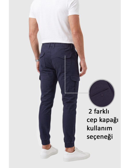 DeepSEA Paçası ve Beli Lastikli Bağcıklı Erkek Kargo Pantolon 1601569
