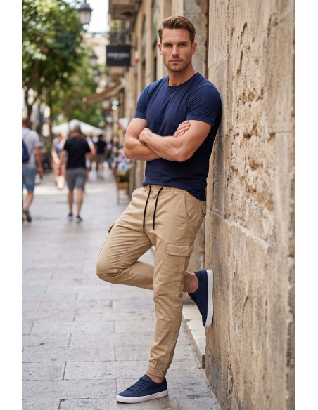 DeepSEA Erkek Slim Fit Likralı Kargo Jogger Pantolon – İpli Bel Lastikli Paça 1601569